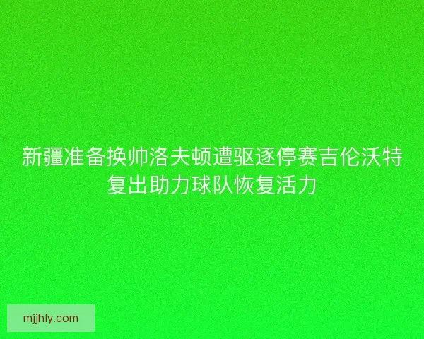 新疆准备换帅洛夫顿遭驱逐停赛吉伦沃特复出助力球队恢复活力